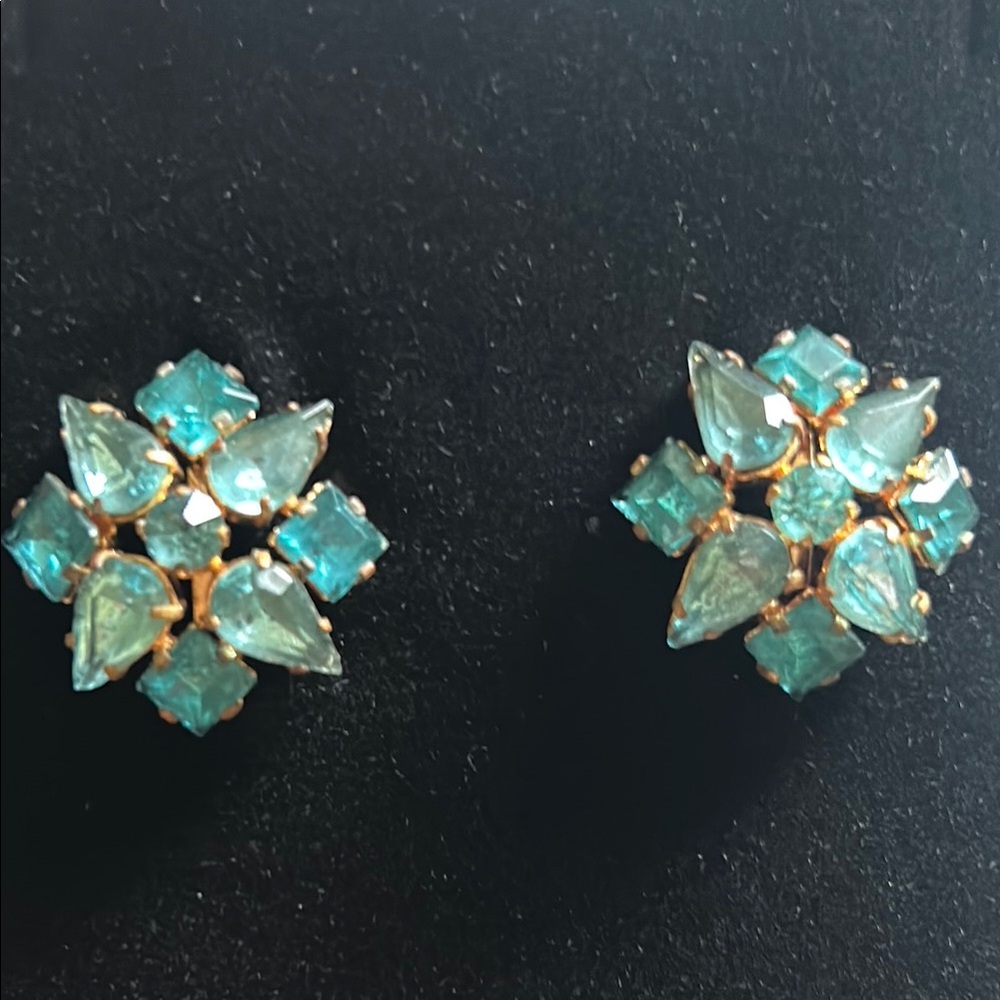 Vintage Blue Floral Earrings